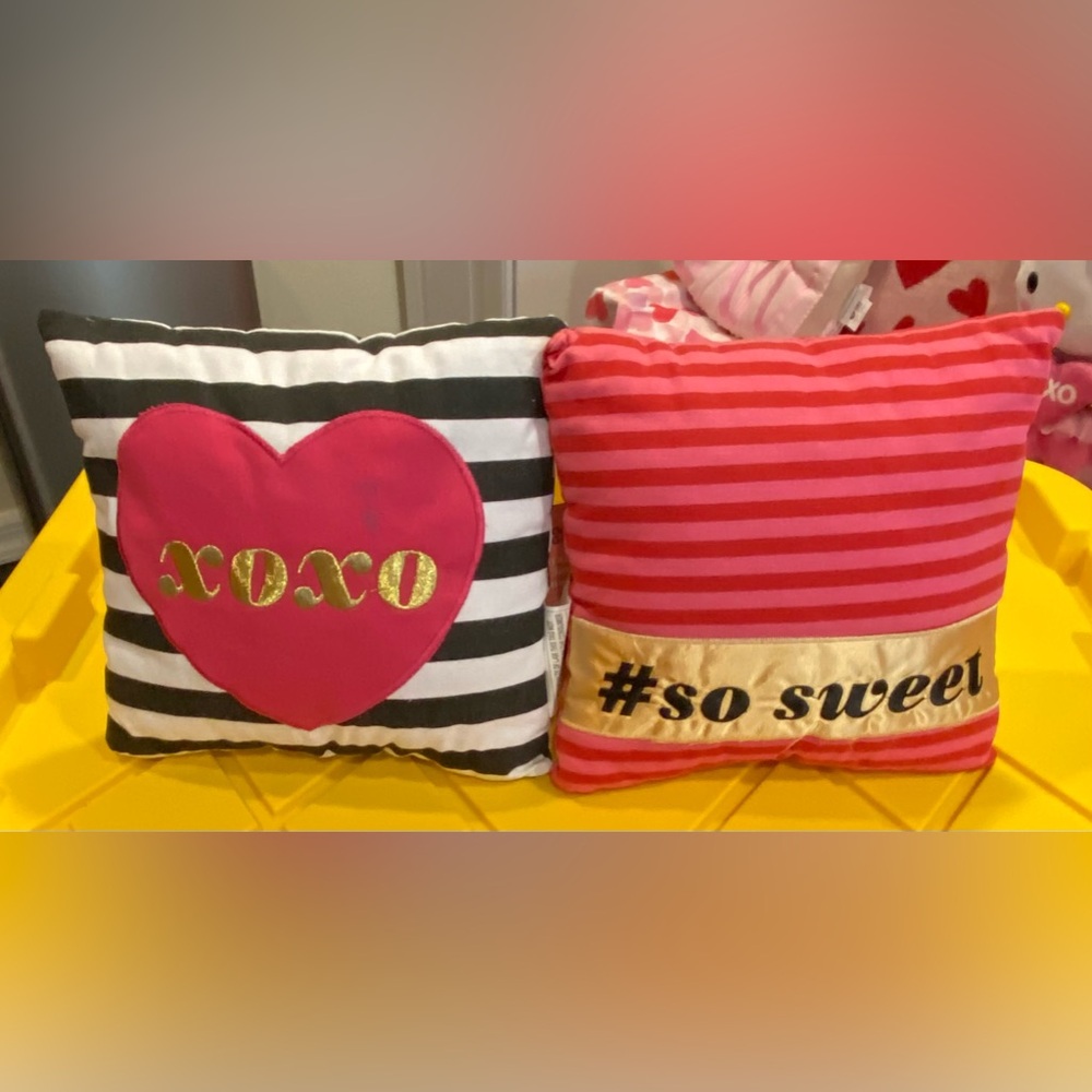 Valentines Day Mini Pillows.  Set of 2